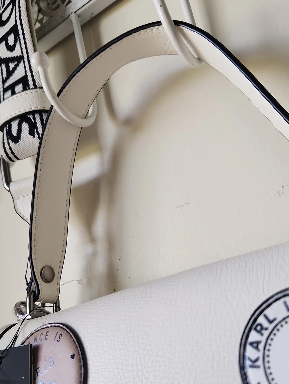 NWT Karl Lagerfeld Simone Paris crossbody Leather shoulder Purse White